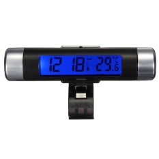 MHS Car Air Vent Stick On Electronic Clock +Thermometer Digitallcd Display Blue - intl