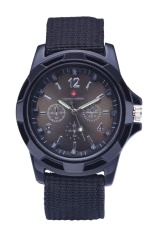 Militer QUARTZ Army Watch Kanvas Tali Kain Jam OG Black Belt Permukaan
