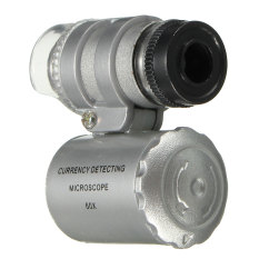 Mini 60X Mikroskop Saku Mata Uang Lampu LED Kaca Pembesar Perhiasan Lensa Pembesar Kaca-Intl