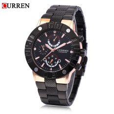 Mobil Kecil CURREN 8006 Pria QUARTZ Jam Tangan Dekoratif Sub-dial Luminous Skala 3ATM Jam Tangan Golden (Warna: Emas) -Intl