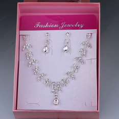 Model Korea Batu Kristal Air Mempelai Wanita Kalung Anting Menikah Gaun Pengantin 2Pcs/Set