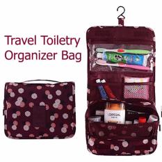 Montana Cotton Candy Tas Travel Penyimpan Toiletries Travel Toiletry Bag Cosmetics Make Up Organizer Motif Bunga Daisy - Merah Marun