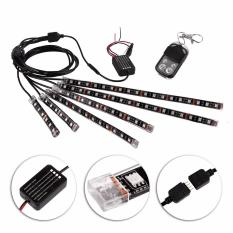 Moob 8 Pcs Motorcycle LED Light Kit Juta Warna Fleksibel Accent Glow Neon Strip With Wireless Remote Controller untuk Review Mobil SUV Truk Bike ATV Interior Eksterior-Intl