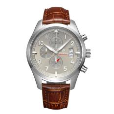 Moob Genuine Leather Strap Watch Pria Sangat Lama Polaroid QUARTZ Watch Tahan Air Sport Tide Fashion Calendar Large Dial Watch (grey)