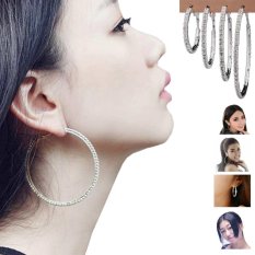 Moonar Fashion Berlian Imitasi Inlaid Berlebihan Lingkaran Anting-Intl