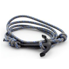 Gelang Moonar With Banyak Lapisan Berbahan Kulit With Hiasan Jangkar, Warna Abu Abu-abu