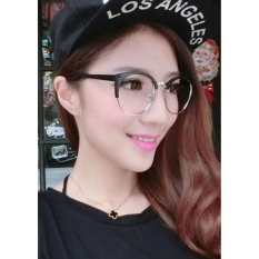 Moonar Baru Fashion Wanita Logam + Plastik Lingkaran Bingkai Anti-radiasi Kacamata Plain Kaca Optik Spectacles (Dark Brown + Emas) -Intl