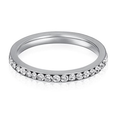 Moonar Baja Anti Karat 3 Mm Cincin Keabadian Bening Cubic Zirkonia Wanita Stackable Pertunangan Kawin (8 #)-Intl