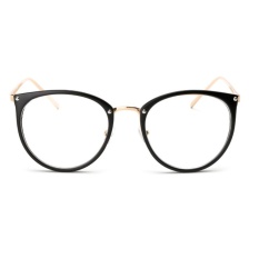 Moonar Unisex Vintage Dekorasi Optik Kacamata Round Metal Miopia Bingkai (Matte Hitam, 2 #)