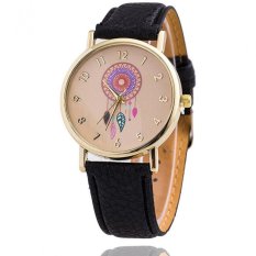 Jam tangan analog warna hitam dengan pola gantungan cantik dengan gelang yang terbuat dari kulit PU, khusus untuk wanita