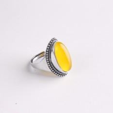Moonstone 925 Sterling Perak Merah Delima Kuning Giok Medullary Perak Lingkaran-Internasional