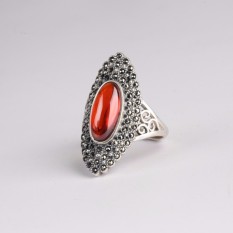 Moonstone 925 Sterling Perak Merah Delima Kuning Giok Medullary Perak Lingkaran-Internasional