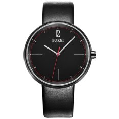 Moozoo BUREI Cermin Safir Sederhana Desain Dial QUARTZ Pria Jam Tangan Baja Anti Karat Case Tali Kulit 3ATM Tahan Air Pria Jam Tangan Mzbauw (Warna: seperti Gambar Pertama)-Intl