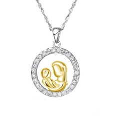 Hari Ibu Hadiah Baru Silver Mosaic Zircon Kalung Perhiasan Emas-Intl