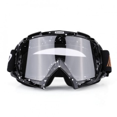Motor Motocross Off-Road Racing Goggles Ski Kacamata Eyewear Black White Spot Clear-Lensa-Intl