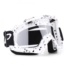 Motor Motocross Off-Road Racing Goggles Ski Kacamata Eyewear White Black Spot Clear-Lensa-Intl