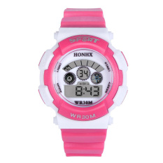 Jam Tangan Digital Multifungsi Tahan Air Gaya Sporty (Hot Pink)