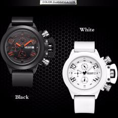 Gerakan Multifungsi Pria Watch Silicone Tape Pria Jual Tahan Air Kalender Watch-Intl