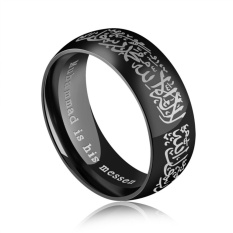 Muslim Islam And Muhammad Ring 8mm Hitam-warna Ring For Pria Wanita Stainless Steel Perhiasan
