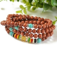 Natural Crystal Pasir Emas Manik-manik Gelang 108 Gelang Manik-manik Maleand Model Wanita Nasional Mail-diameter Manik 6mm -Intl