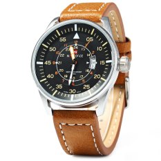 Naviforce NF9044 Kuarsa Perhiasan Pria Tanggal Sejalan Desplay (Coklat)