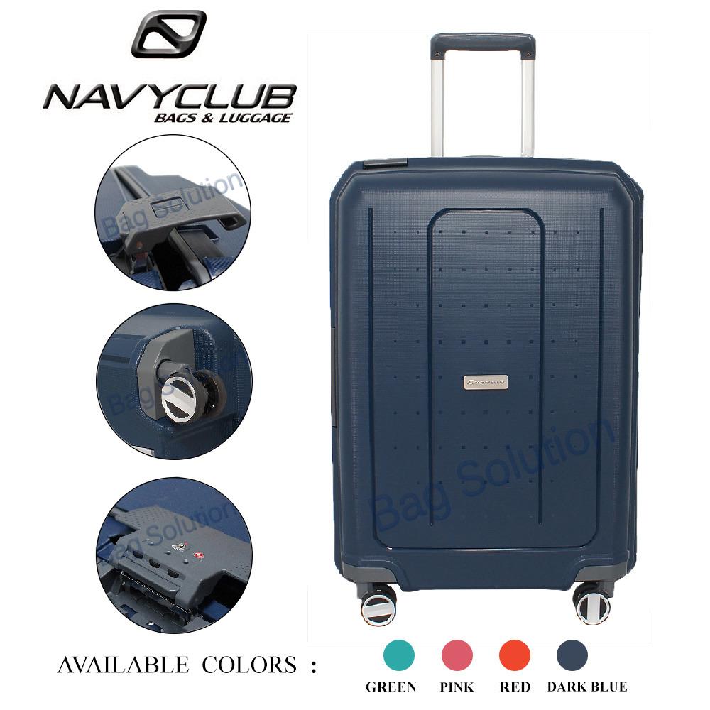 Navy Club New Arrival Tas Koper Frame Hardcase Fiber - PP 4 Roda Putar Kunci TSA - CHGJ Size 24 Inch - Dark Blue