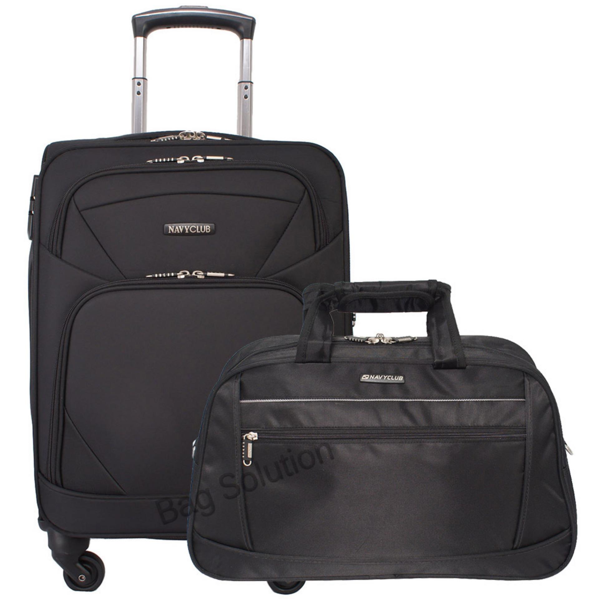 Navy Club Tas Koper Kabin Koper Softcase 3836-18 inch + Navy Club Travel Bag - Tas Pakaian Tas pria Tas Wanita 7055 M - Hitam