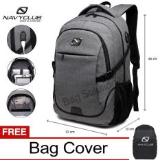 Navy Club Tas Ransel Laptop - Tas Pria Tas Wanita Tas Punggung - Backpack built in USB Charger Up to 15 inch 62061 - Abu Bonus Cover Tas