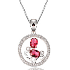 Kalung & Pendants Solid 925 Sterling Kotak Perak Rantai Pertunangan Pernikahan untuk Wanita Fine Jewelry (merah)