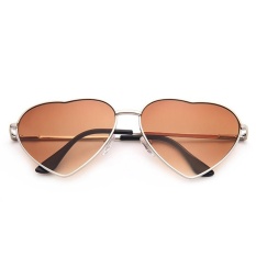 Netral Fancy Classic Metal Love Pria & Wanita Sunglasses-Emas Bingkai Lensa Progresif Brown