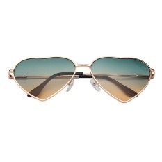 Netral Fancy Classic Metal Love Pria & Wanita Sunglasses Sunglasses-Emas Bingkai Hijau Di Bawah Orange