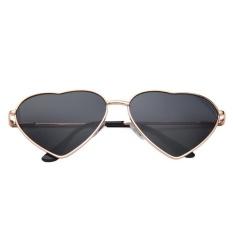 Netral Fancy Classic Metal LOVE Pria dan Women Sunglasses Sunglasses-Kotak Emas Penuh Film Abu-abu-Intl