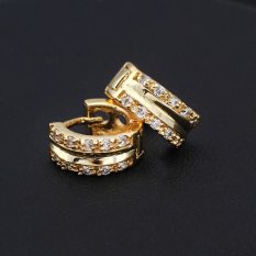 Baru 18 KB Berlapis Emas Telinga Jaket Anting-untuk Wanita, China Kilauan Anting-anting Batu Kristal