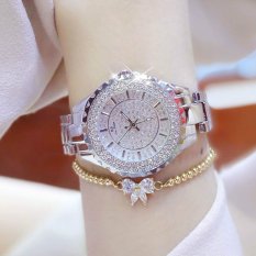 Baru 2017 Fashion Casual Full Rhinestone Dial Hadiah Jam Wanita Penuh Steel QUARTZ Wristwatche Montre Femme Bayan Kol Saati