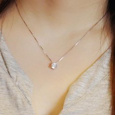 Baru 925 Sterling Silver Clavicle Rantai Zircon Pendant Necklace Fashion Wanita (Ukuran: Satu Ukuran-Intl