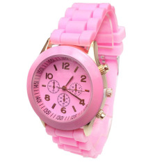 Baru Murah Geneva Silikon Band QUARTZ Jelly Wrist Jam Tangan untuk Wanita/Wanita/Cewek Pink