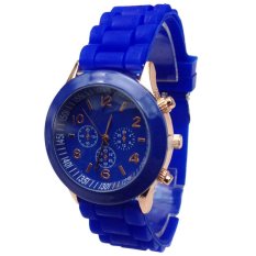 Baru Murah Geneva Silikon Band QUARTZ Jelly Wrist Jam Tangan untuk Wanita, China/Wanita/Cewek Dark Blue