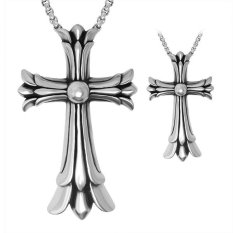New Cross Kalung Berliontin Cross Grosir Perhiasan Bagus Fashion Plated Double Titanium Kalung Baja Besar-Intl