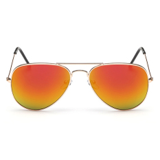 Baru Gaya Busana Wanita Sunglasses Round Lensa Kacamata Hitam-Emas Red Mercury
