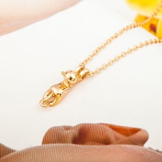 Baru Fashion Wanita Kucing Bentuk Charm Rantai Liontin Kalung Perhiasan (Emas)-Intl