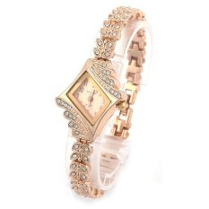 Gelang Fashion Wanita Gelang Terbuat Dari Kristal Jam Tangan Rhombus Kuarsa (Emas)