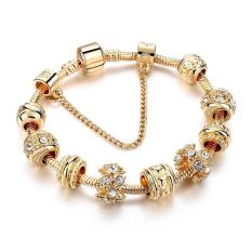 BARU Emas Berlapis Gelang Pandora Romantis Eropa Charms Gelang dengan UKURAN 20 Cm untuk Lady Fashion Hadiah Perhiasan SBR160241 = Ukuran: Tidak Ditentukan = Warna: Emas-Intl