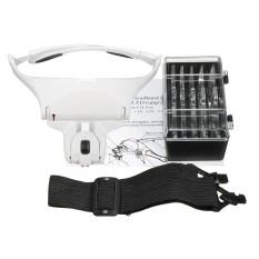 Baru Headband Headset Magnifier Pembesar Kaca Pembesar Kacamata dengan Lampu LED-Internasional
