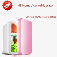 Baru Mini, Kulkas Mini Asrama, Keluarga Kecil, 6L Sejuk Kapasitas Besar/Hot Lemari Es Guna Ganda-Berwarna Merah Muda-Internasional