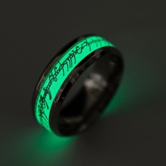 Baru Asli Cincin Bercahaya Glow In The Dark Gold Inlay Latar Belakang Hijau Fashion Perak Pria Wanita Cincin Fluorescent Bercahaya