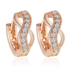 Baru Vintage Desain Warna Emas Austria Crystal Giwang Perhiasan Fashion Mewah Pesona Infinity Laporan Anting untuk Wanita Hadiah-Intl
