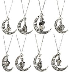 Terbaru Best Wish Kalung Bulan Pearl Kalung Hollow Alloy Kalung Oyster DROP Pendant (Ukuran/a: Tetesan Air ㄳㄼ Colorㄳㅊ Silver)-Intl