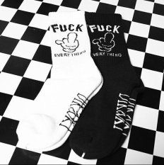 Terbaru Kasual Surat Tube Tube Ankle Socks Keren Berusuk Merajut-Putih-Intl
