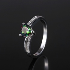 Terbaru Lingmei Perhiasan Jantung Memotong Rainbow & Putih Topaz Cincin Perak Gemstone Pernikahan-perak U.S. Ukuran #9-Intl
