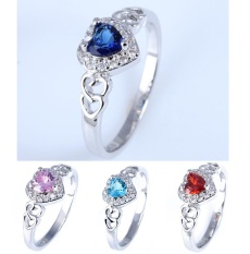 Terbaru Lingmei Super Flash Silver Cincin Oval Cut Rainbow Merah Biru dan Putih Topaz Gemstone-Hati Biru Ukuran # 8-Intl